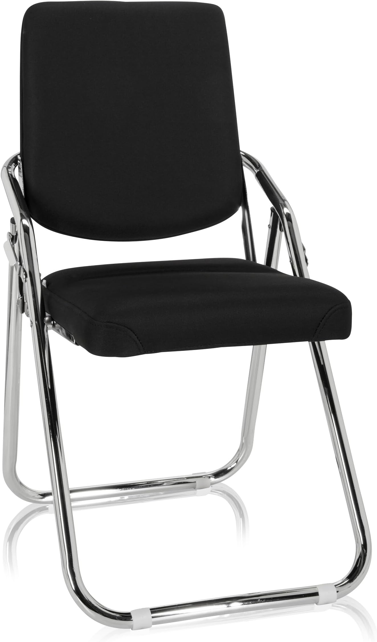 hjh OFFICE Modern Black ESTO Fabric Foldable Conference Chair, Robust & Sturdy, 100kg Capacity, Foldable & Space-Saving, Ideal for Office & Events