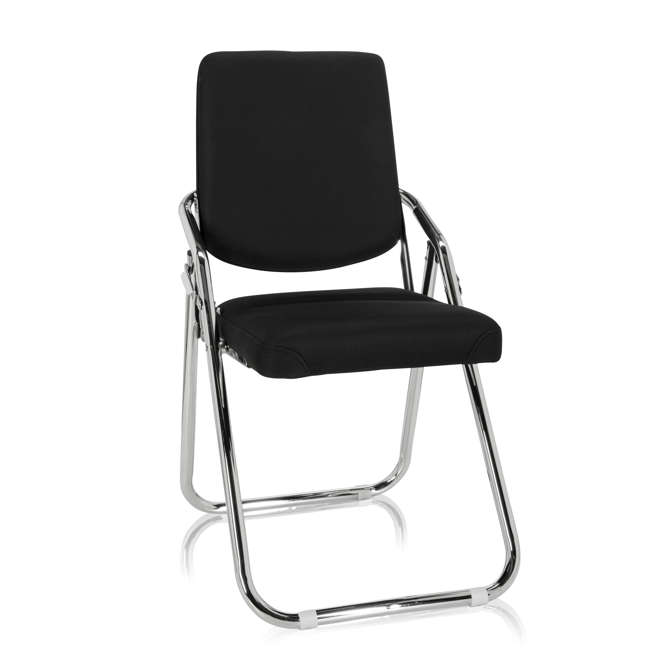 hjh OFFICE 706304 Silla de Conferencia Plegable Esto Silla de Visita de Piel sintética, Silla Plegable versátil, Negro