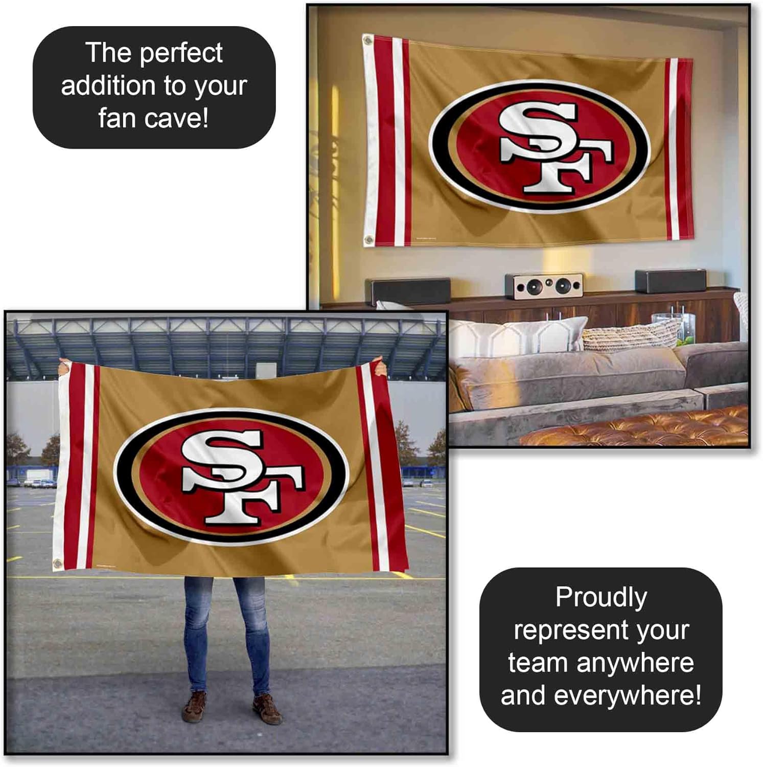 San Francisco 49ers Logo Flag Gold and Banner - Image 5