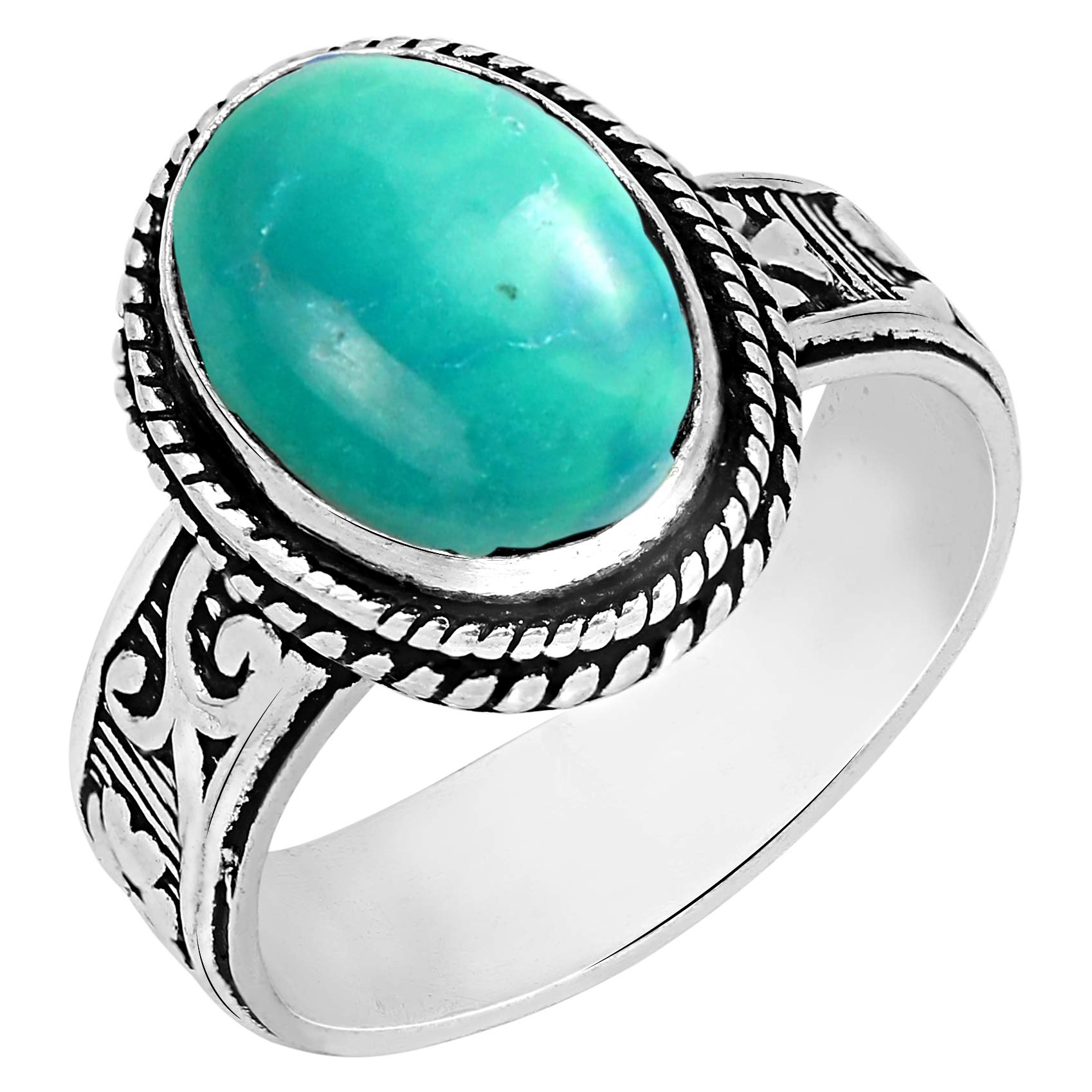 Natural Moonstone/Labradorite/Turquoise/Lapis/Amethyst Oval Shaped Gemstone Solitaire Statement Rings for Women - 925 Silver Overlay Vintage Style Birthstone Ring Jewelry Gifts for Mom Wife Her