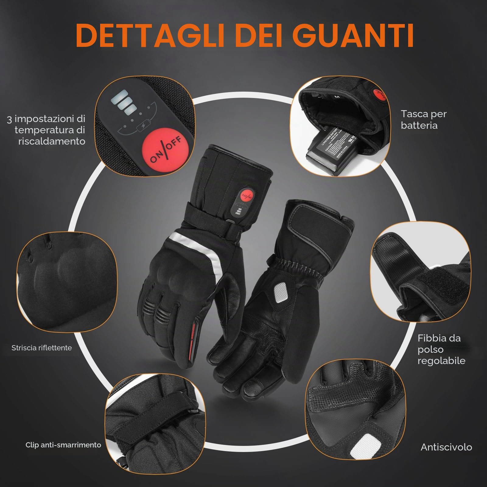 Sun Will Guanti Moto Riscaldati con Batteria Ricaricabile Impermeabile Uomo e Donna Scaldamani Guanti Elettrici Invernali per Ciclismo Sci Caccia Pesca Morbo di Raynaud Artrite