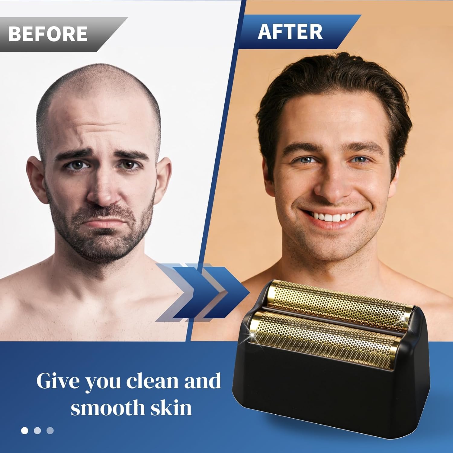 3 Pack Professional 5 Star Series Finale Shaver Replacement Foil and Cutter Bar Assembly Compatible with wahl Shaver Foil 7031-100, 7043-100 Super Close Shaving Replacement Heads，Black