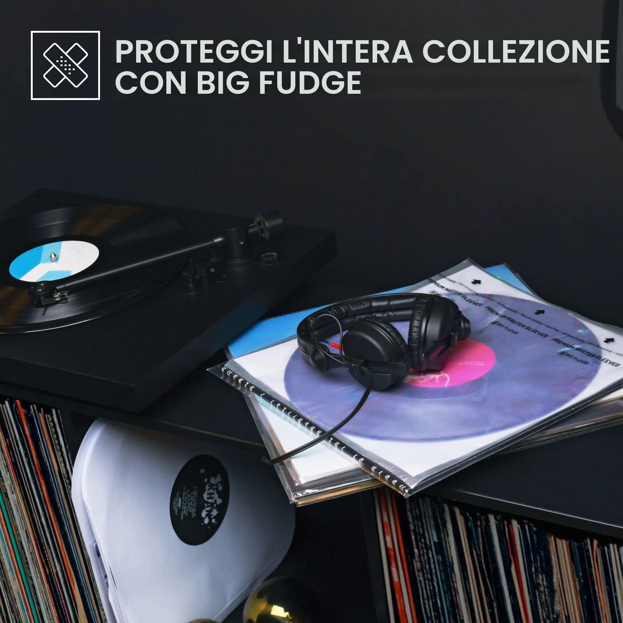 Big Fudge Buste Vinili 33 Giri da 30,5 cm - Buste Interne Vinili 33 Giri Trasparenti a Tre Strati con Carta di Riso - Trasparenti con Qualità da Archivio - Accessori per Vinile Professionali