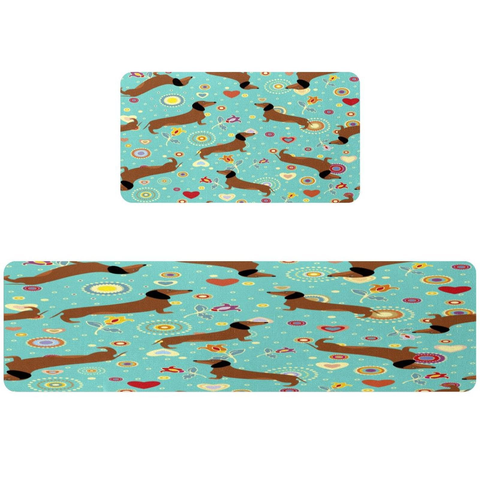 Tapis de cuisine antidérapants et absorbants motif floral pour buanderie