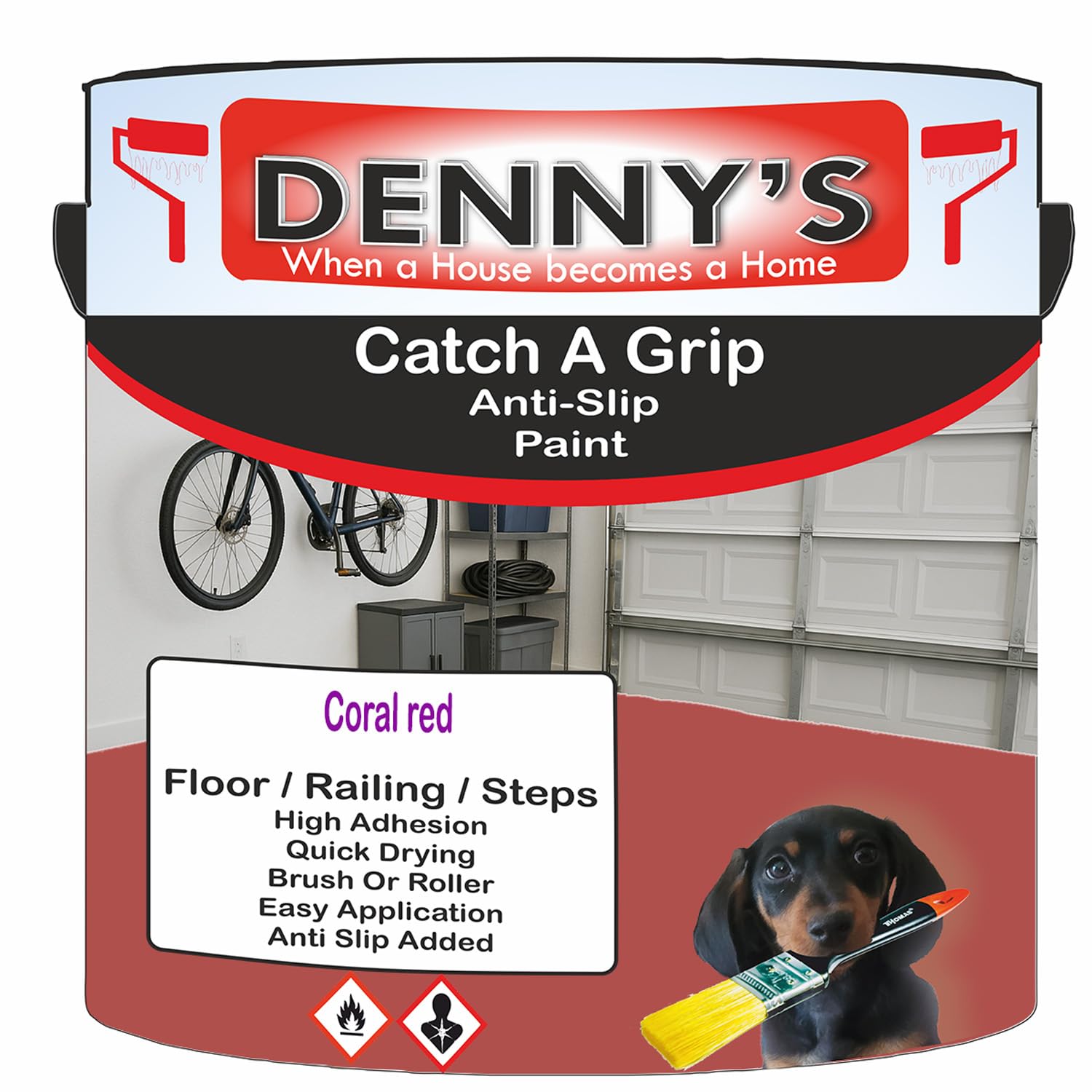 SCOOBYS PAINTS BACK IN THE MIX Catch A Grip Anti Slip Floor Paint – Non Slip Coating for Steps, Railings & Garages – 170 Colours, High Adhesion, Quick Dry, Multiple Sizes (Coral red, 2.5 Litre Tin)