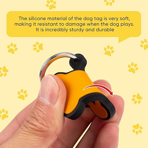 Miniatura 4 de Placa de identificación personalizada de silicona para perro, con forma de hueso, grabado profundo, suave y duradera