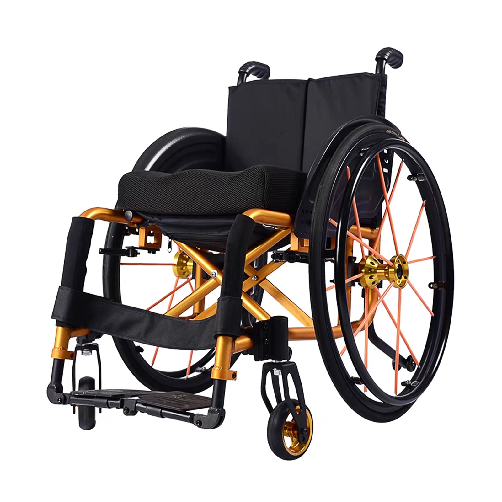 Wheelchair Sedia a Rotelle Pieghevole in Alluminio Ultraleggero, Sport per Sedie A Rotelle Adulto,Sedia a Rotelle Pieghevole e Semovente,Estetica sportiva, Regolabile(Seat width 42cm/16.5in,Yellow)