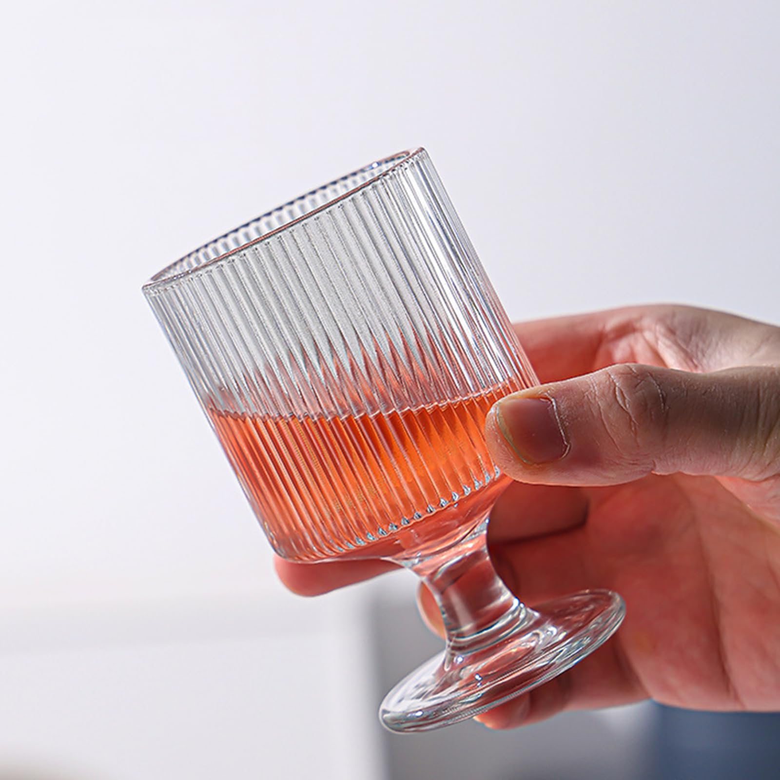 Clear, 6 Stück Cocktailgläser, Glas Eisbecher Dessertgläser Mit Fuß 190ML Weingläser Eiskaffeegläser Wassergläser| Geriffelte Trinkgläser Latte