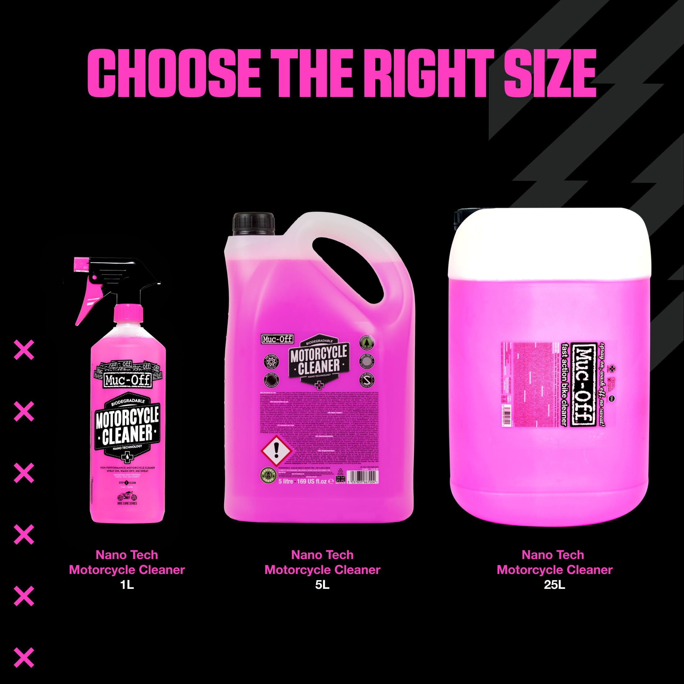 Muc-Off Nano-Tech Motorcycle Cleaner, 1 l - Spray Detergente Moto Biodegradabile ad Azione Rapida - Prodotto Pulizia Moto Sicuro su Tutte le Superfici e Adatto a Tutti i Tipi di Moto
