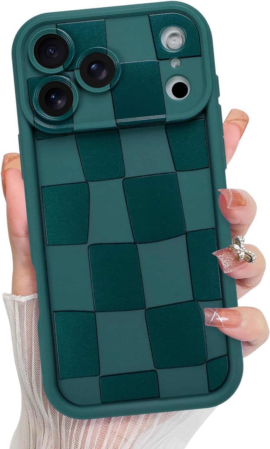 KANGHAR Compatible with iPhone 17 Pro Case 2025 Checkered Pattern -Green