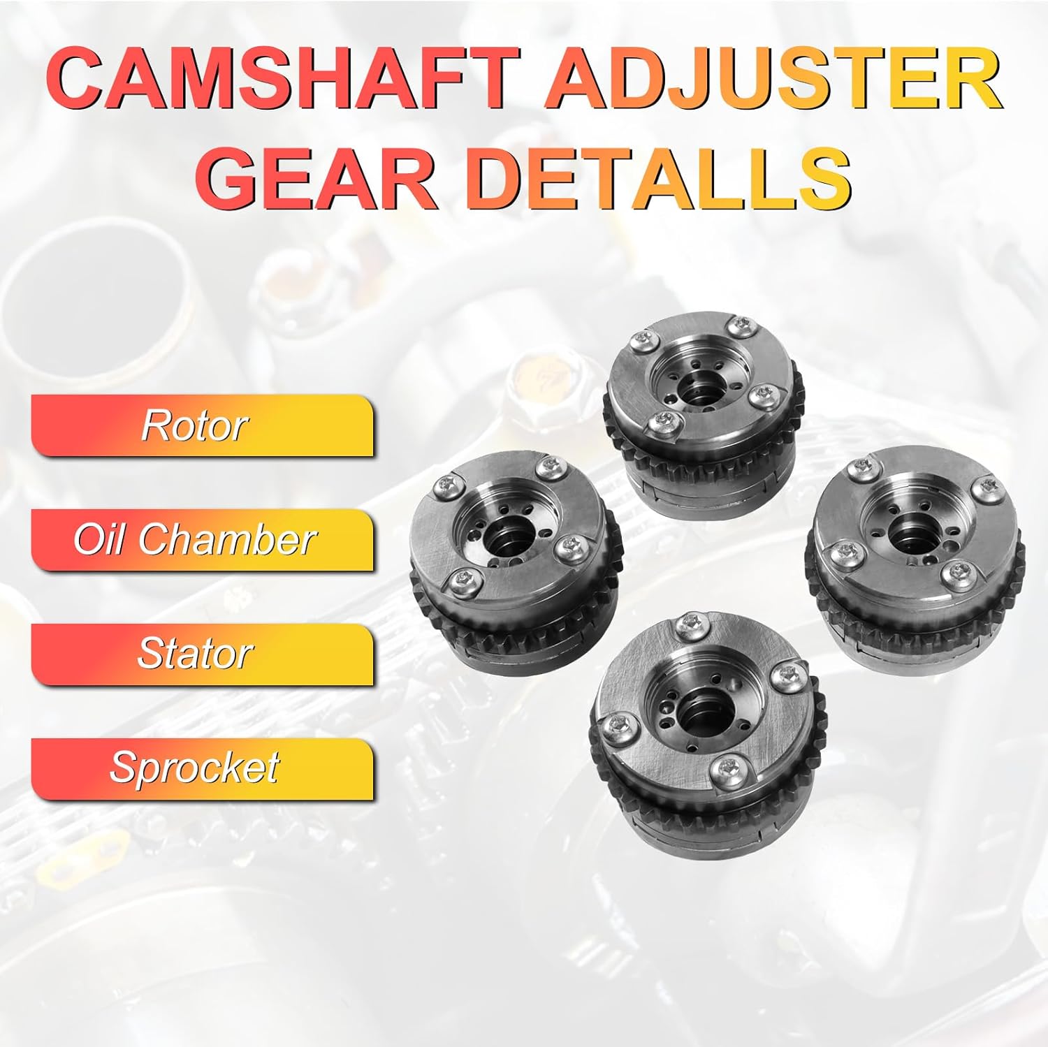 M278 Engine Intake Exhaust Camshaft VVT Sprockets 4Pcs Fits for Mercedes CL550 CLS550 E550 S550 4.6 5.5 6.0 6.2L V8 Turbo M152 M157 Engine OE 2780501347 2780501447 2780501547 2780501647