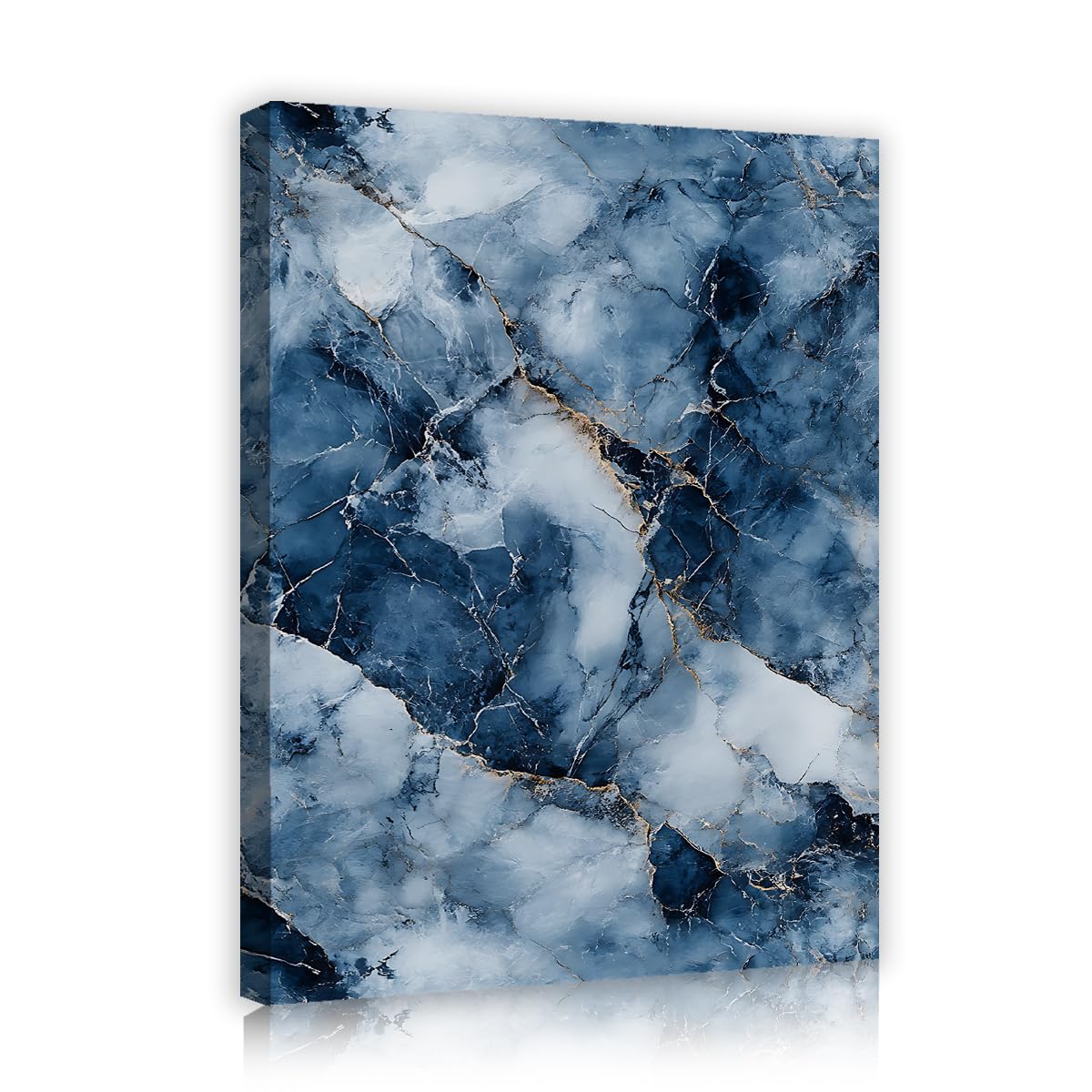 TOANGWALL Retro Ocean Blue Agate Framed Canvas Wall Art Studio Modern Mineral Texture Painting Poster for Bar Apartment House Decor 40x50cm