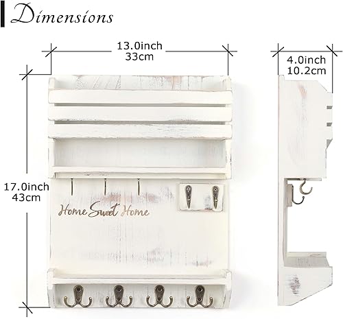 Miniatura 5 de Innovation Soporte para llaves de pared, organizador de correo montado en la pared con 9 ganchos para llaves, soporte de pared para decoración de