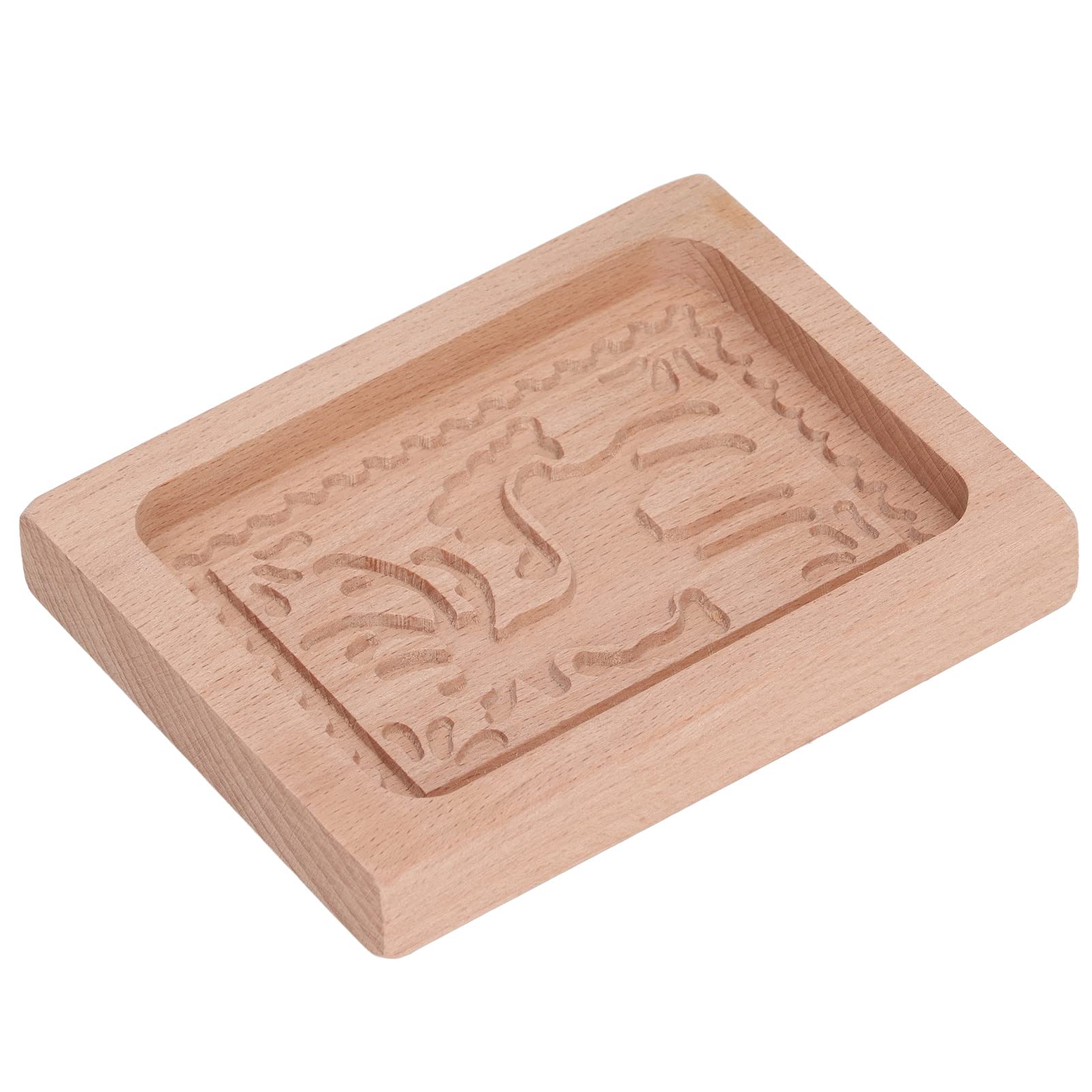 Wakects Molde de Madera Tallada para Galletas, Madera de Haya, Prensa de Pan de Jengibre, Molde para Sellos, Liberación Suave, Patrones en Relieve, Fácil de Limpiar para Galletas, Pan, Chocolate, (#4)