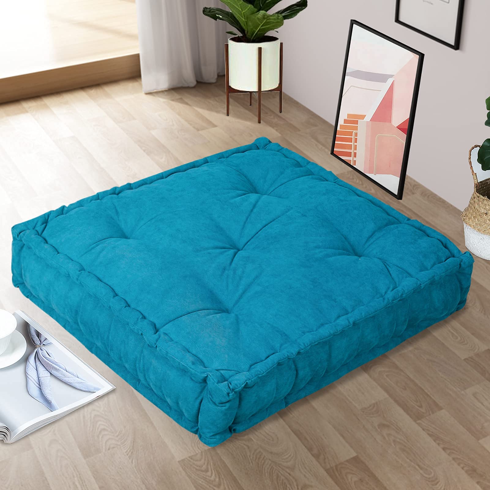 Amazon.com: Extra Large Floor Pillow, Square Tufted Floor Cushion