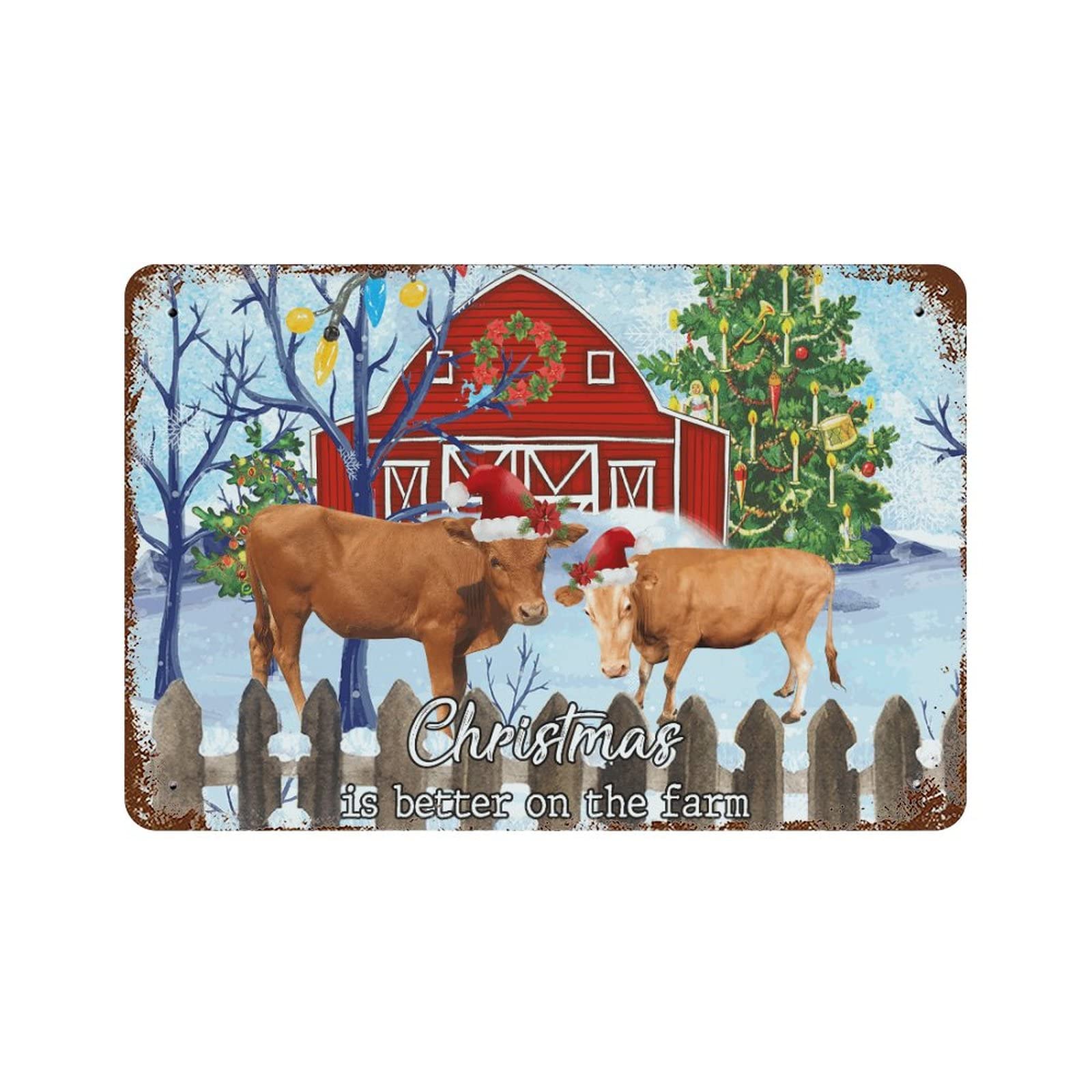 Plaque métal Noël à la ferme le cadeau idéal pour les passionnés de nature et d'animaux
