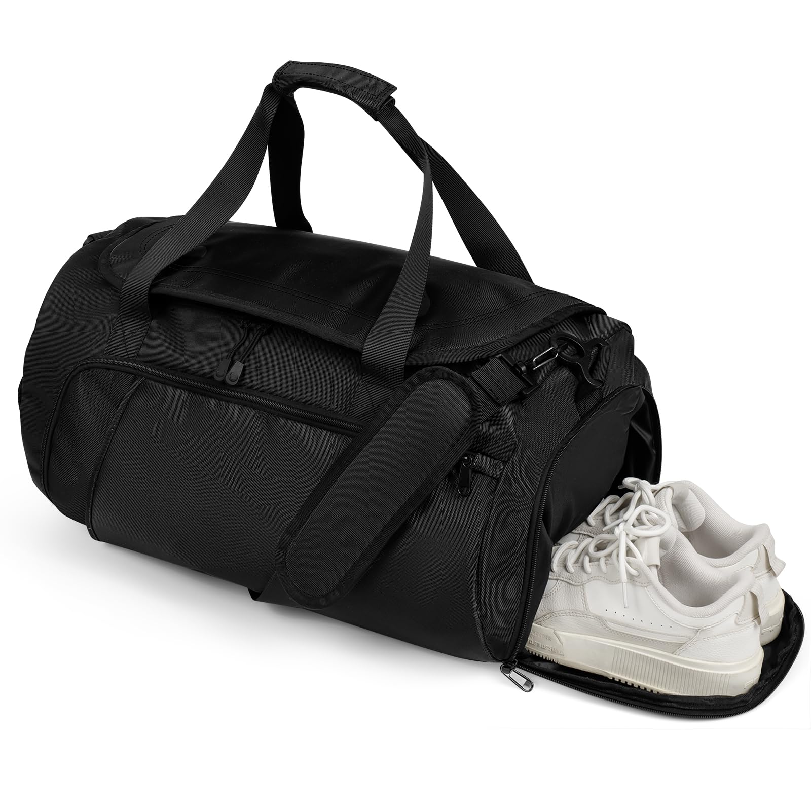 Gym Bag for Men Women With Shoe Compartment & Wet PocketWater Resistant Sports Gym Bag ?shoulder bag?messenger bag Carry On Duffel Bag forWeekend Overnight Traveling (black)
