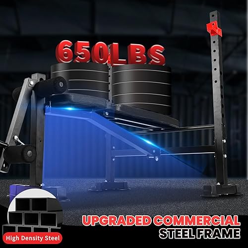 Miniatura 2 de Juego de banco de pesas olímpico 8 en 1 de 1500 libras extensiónflexión de piernasbíceps, juego de press de banca y soporte de barra con cierres de