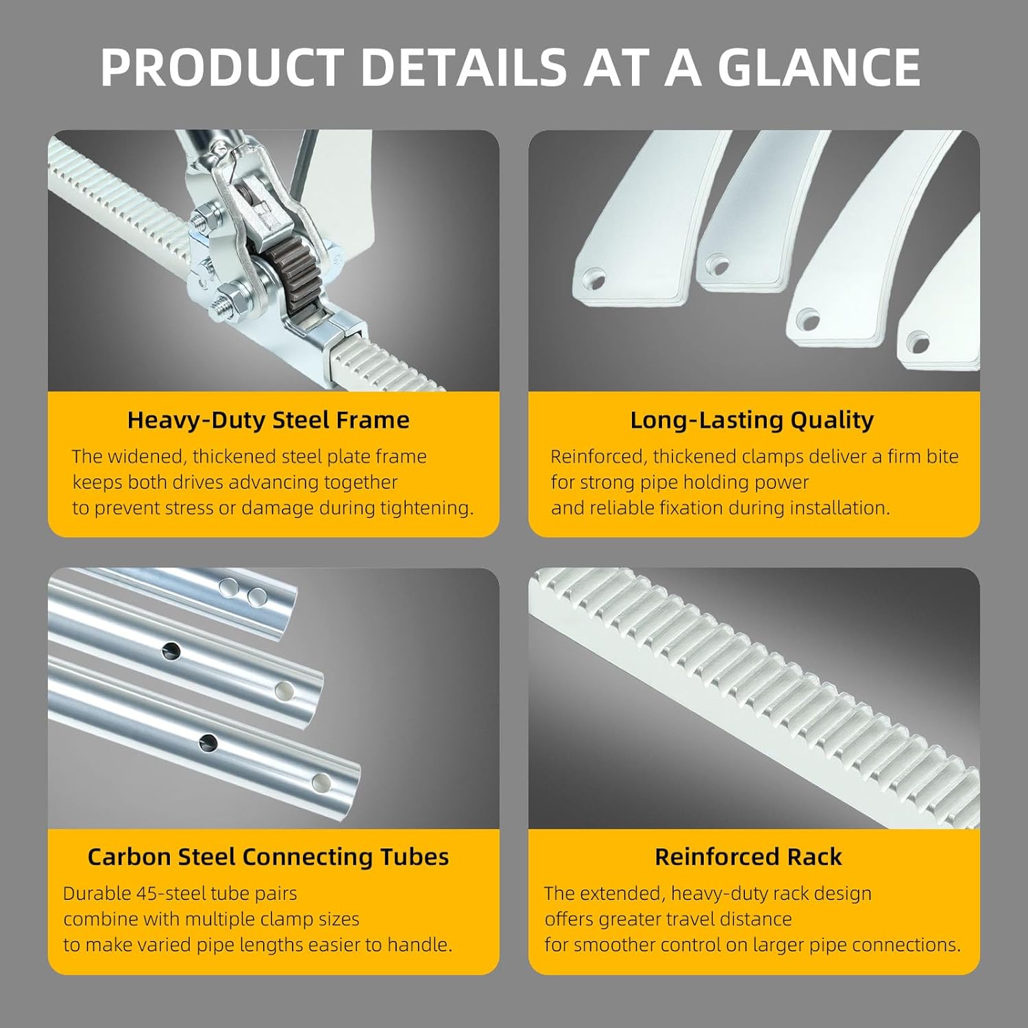 HDPE Corrugated Pipe Tensioner Tool Kit, Manual Docking Pipeline Installation Tool, Heavy Duty Universal Pipe Clamp, 6 Pairs Interchangeable Inserts for 200/225/300/400/500/600 mm Pipes