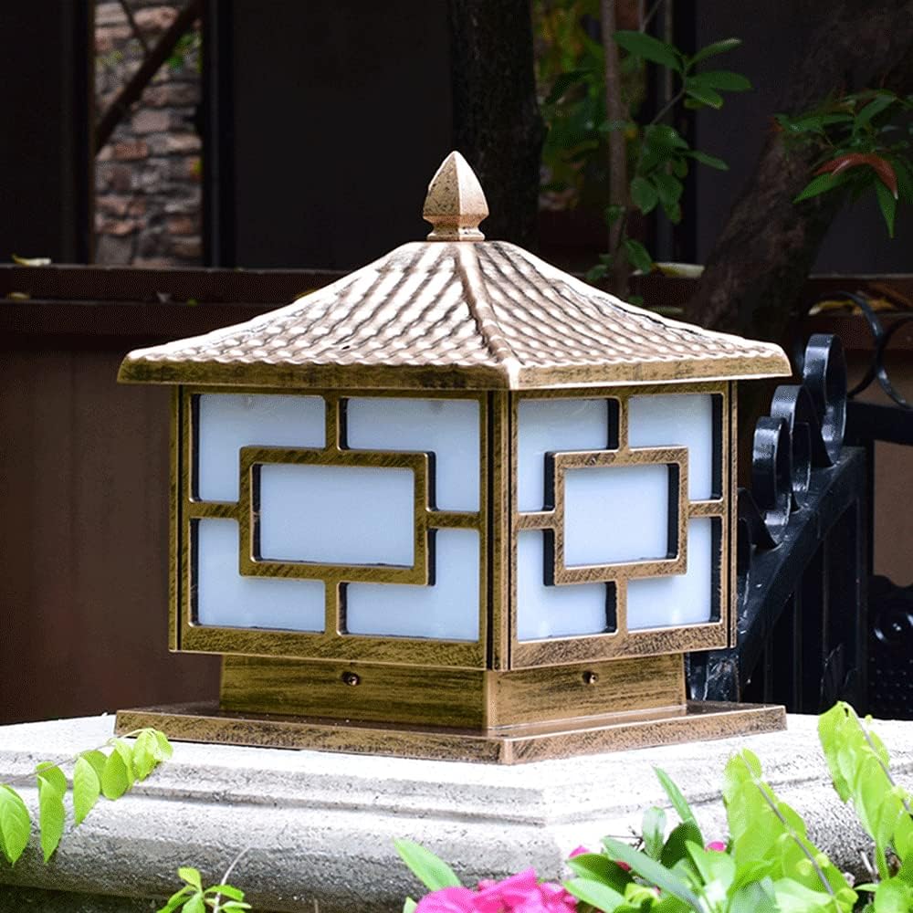 Outdoor Patio Floor Lamp Modern Cap High Voltage Wired Fence Bridge Column Lamp with Aluminum Housing, Waterproof Pillar Light for Front Yard, Porch