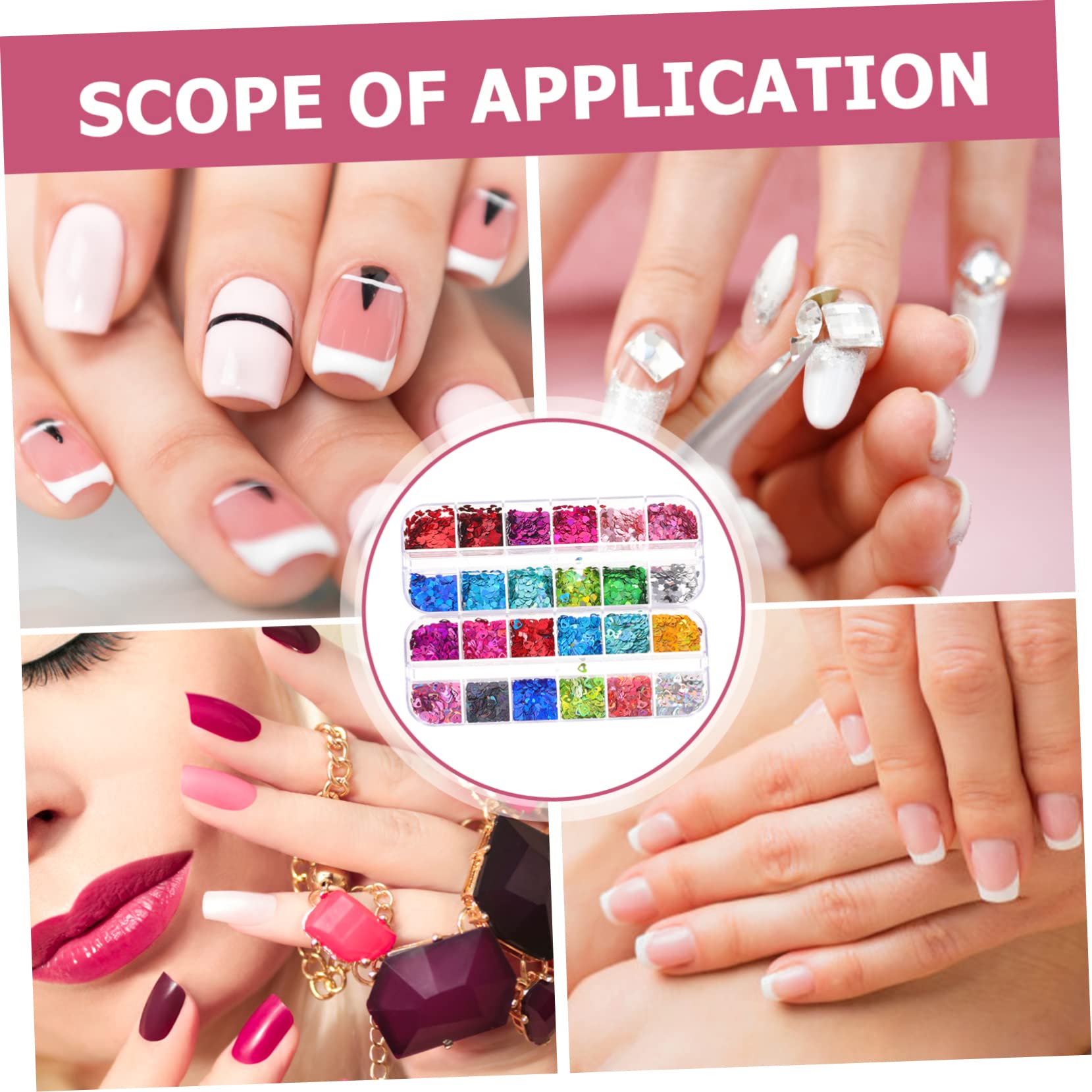 FOMIYES 4 Set Di Paillettes Per Unghie A Forma Di Cuore Glitter Per Unghie Forniture Per Nail Art Per Donne 2 Scatole*4