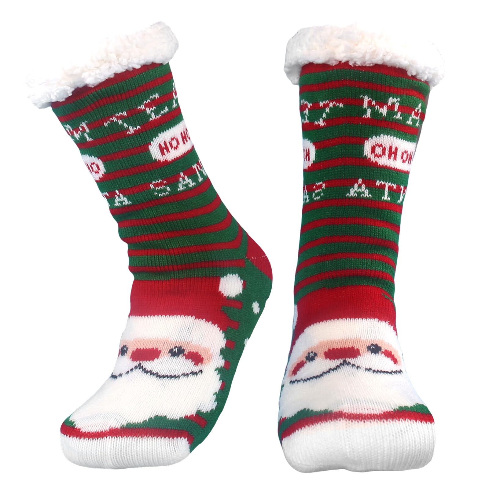 Evankin Christmas Fuzzy Socks for Women Slipper Socks Winter Warm Grip Fluzzy Cozy Soft Thick Mid-calf-socks