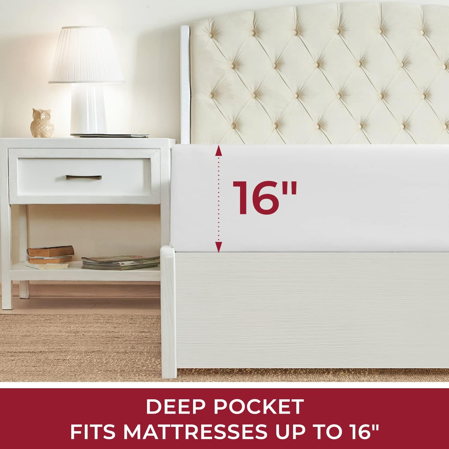 Mellanni King Fitted Sheet - Iconic Collection Bedding Sheets with up to 16 inch Deep Pocket - Soft & Cooling - Fade & Stain Resistant - 1 PC (King, White)