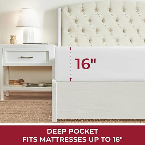 Miniatura 114 de Mellanni California King Fitted Sheet - Iconic Collection Bedding Sheets with up to 16 inch Deep Pocket - Soft & Cooling - Fade & Stain Resistant