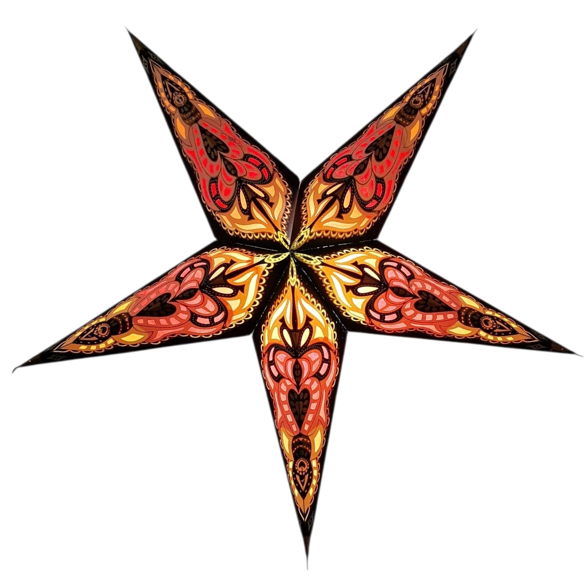 YEPSIO Lantern Lampshade Paper Star Light Shades Large 60cm Hanging Decorations for Christmas Wedding Home Decoration Birthday Party Foldable 5 Pointed Star (Glitter Black, Yellow, Red)
