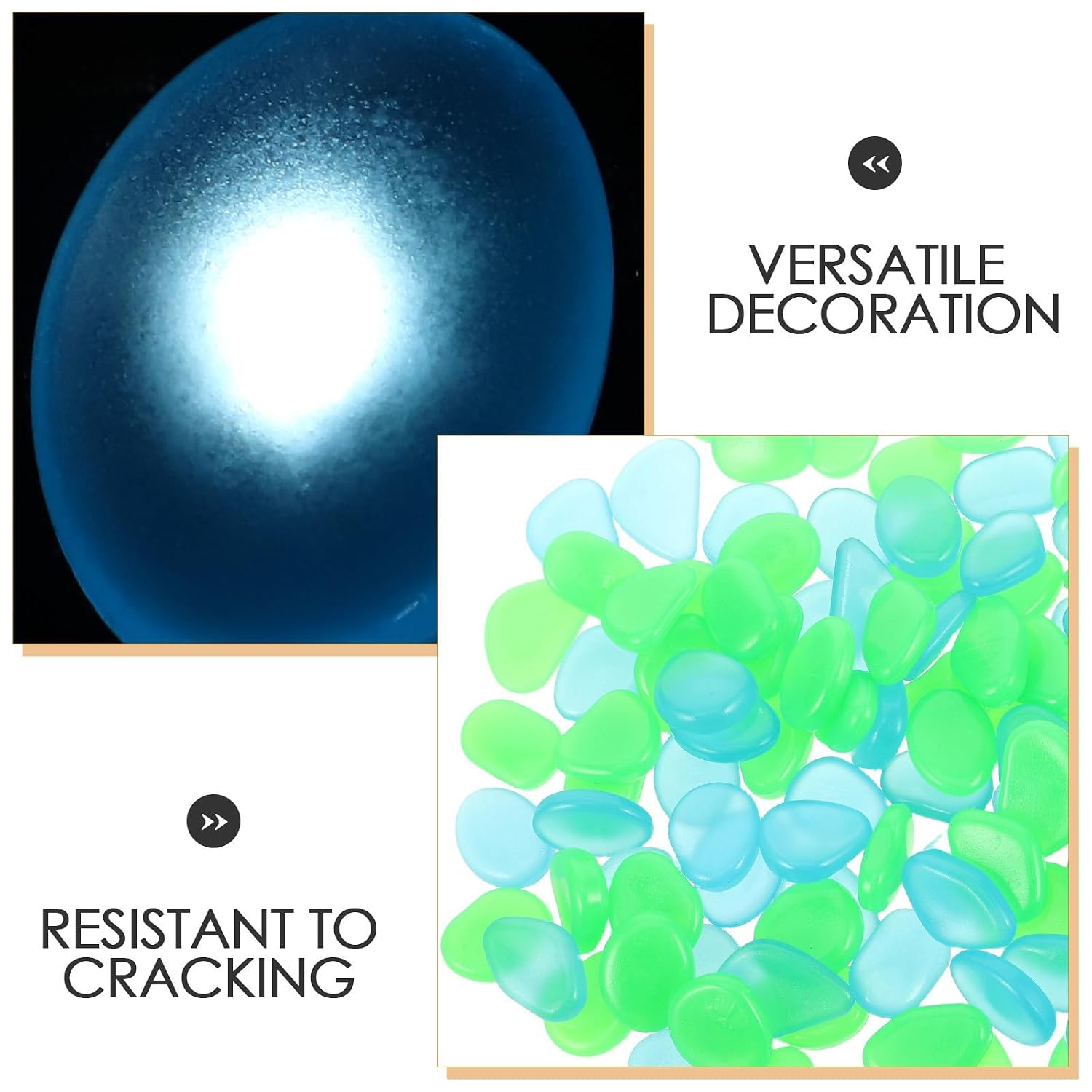 100pcs Glow Stones for Outdoors Resin Night Glow Pebbles for Garden