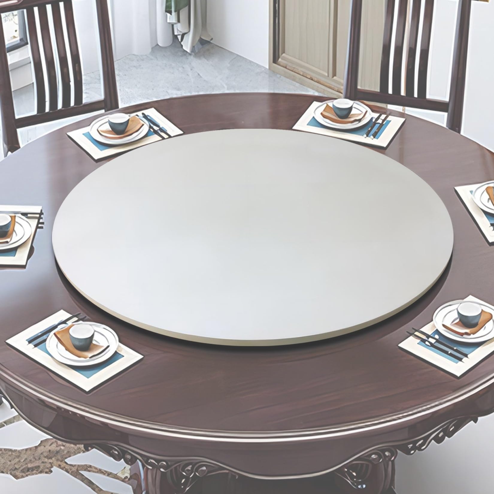 ESOYAWE Rotación De 360 Plato Giratorio De Madera para Mesa De Comedor, Ø 50 60 70 80 90 100 Cm Redondo Lazy Susan Placa Giratoria, Bandeja De Placa Giratoria con Cojinete Silencioso