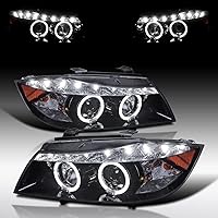 Vista 7 de Autozensation Compatible con BMW E90 serie 3 de 4 puertas Sedán 2006-2008, juego de faros izquierdo + derecho, faros de proyector LED de tira negra