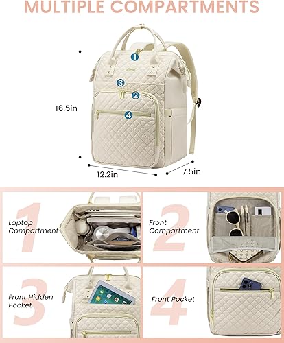 Miniatura 4 de LOVEVOOK Mochila para laptop para mujer, Beige