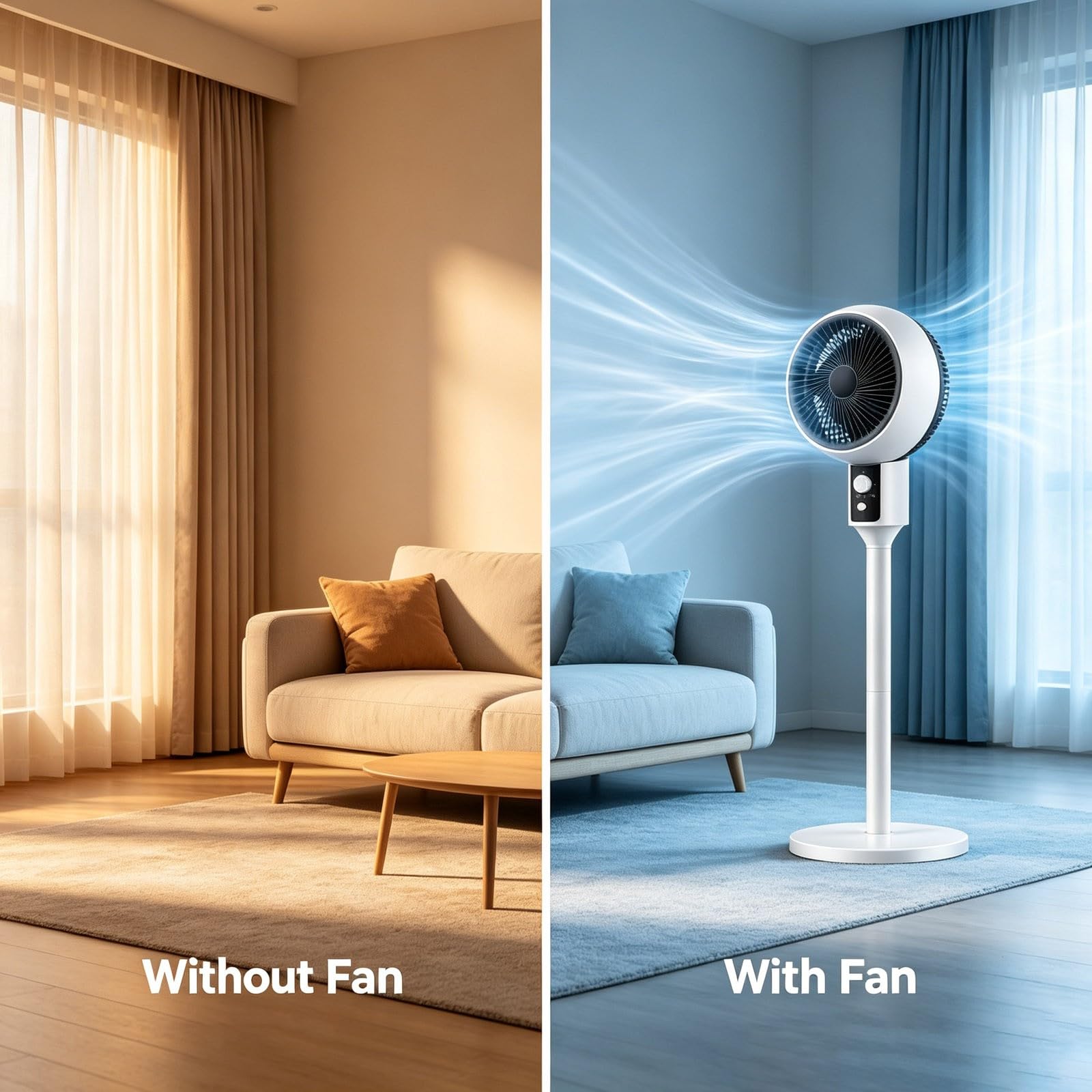 Tragbarer Stand-USB-Ventilator, höhenverstellbar, leise Luftzirkulation, für Zuhause, Schlafzimmer, Schreibtisch, Arbeitsplatz, mit oszillierendem Kopf, mehrere Geschwindigkeitsstufen