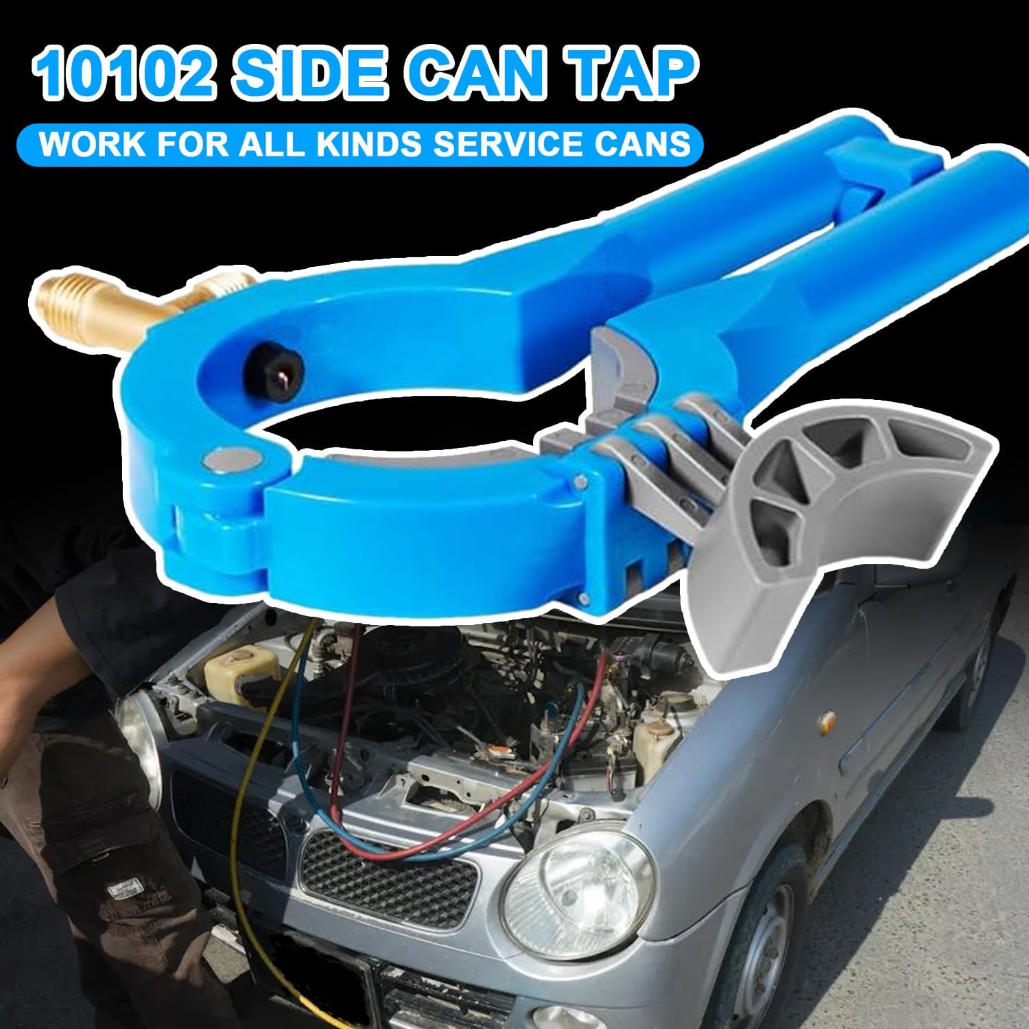 10102 Side Can Tap Work for R12 and R134A cans,1/4'' SAE 1/2'' Thread with Valve, 3-in-1 Mount for Automotive Truck SUV and Other AC Manifold Systems