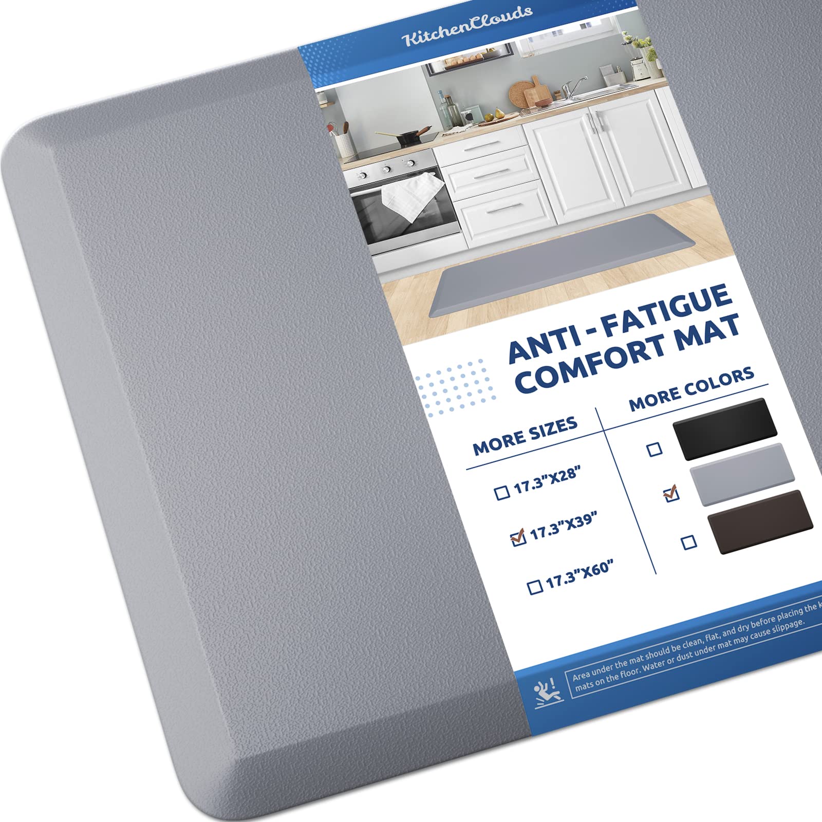 KitchenClouds Kitchen Mat Cushioned Anti Fatigue Rug 17.3"x28" Water Resistant Non Slip Standing Desk Mat Comfort Floor Mats for Kitchen House Sink Office (Khaki) — view 38