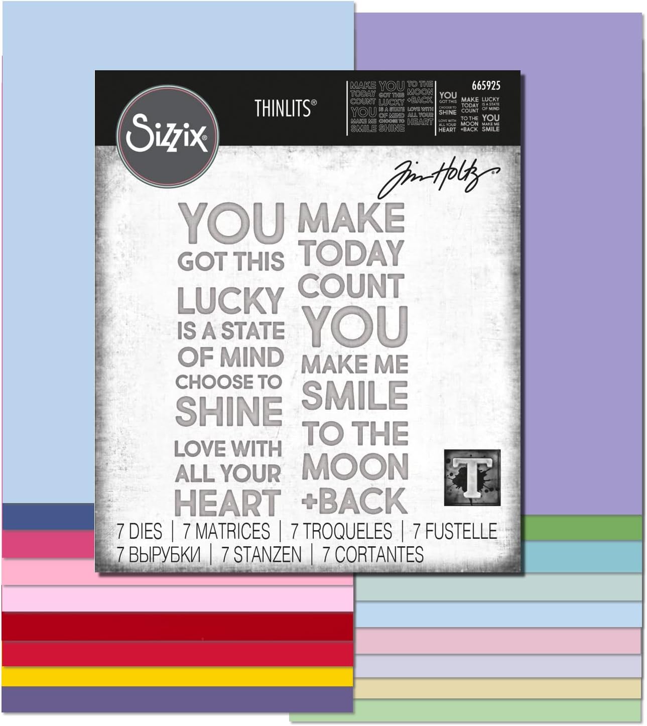 Bundle - 2 Items: My Craft Bench 65lb Paper Pack Bundle with Sizzix Thinlits Dies Bold Text #2 by Tim Holtz 665925