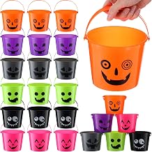 Jenaai 24 Pcs Halloween Pumpkin Buckets Bulk Small Plastic Candy Buckets