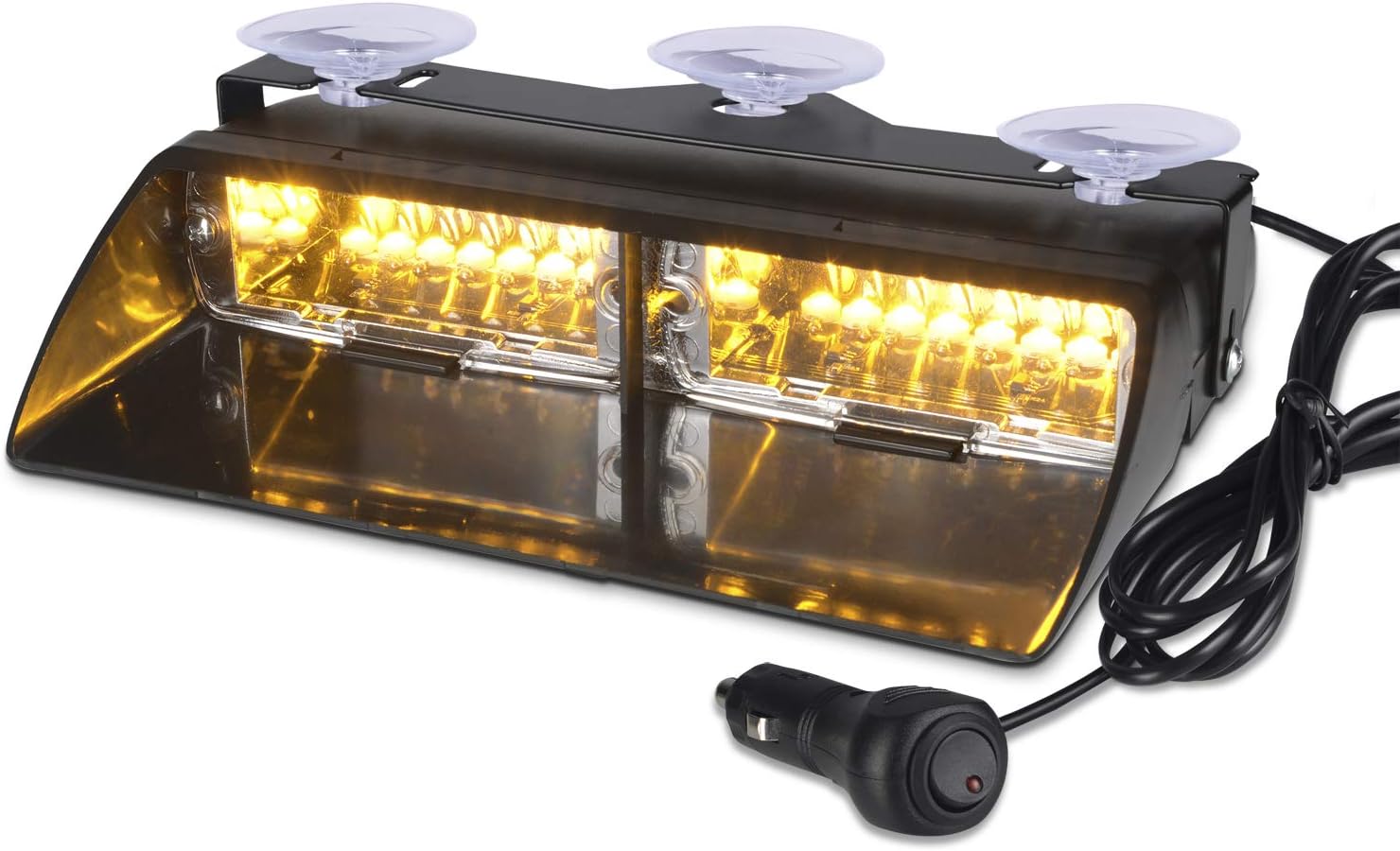 NISUNS 16 LED High Intensity LED Law Enforcement Emergency Hazard Warning Strobe Lights 18 Modes for Interior Roof/Dash/Windshield with Suction Cups (Amber)