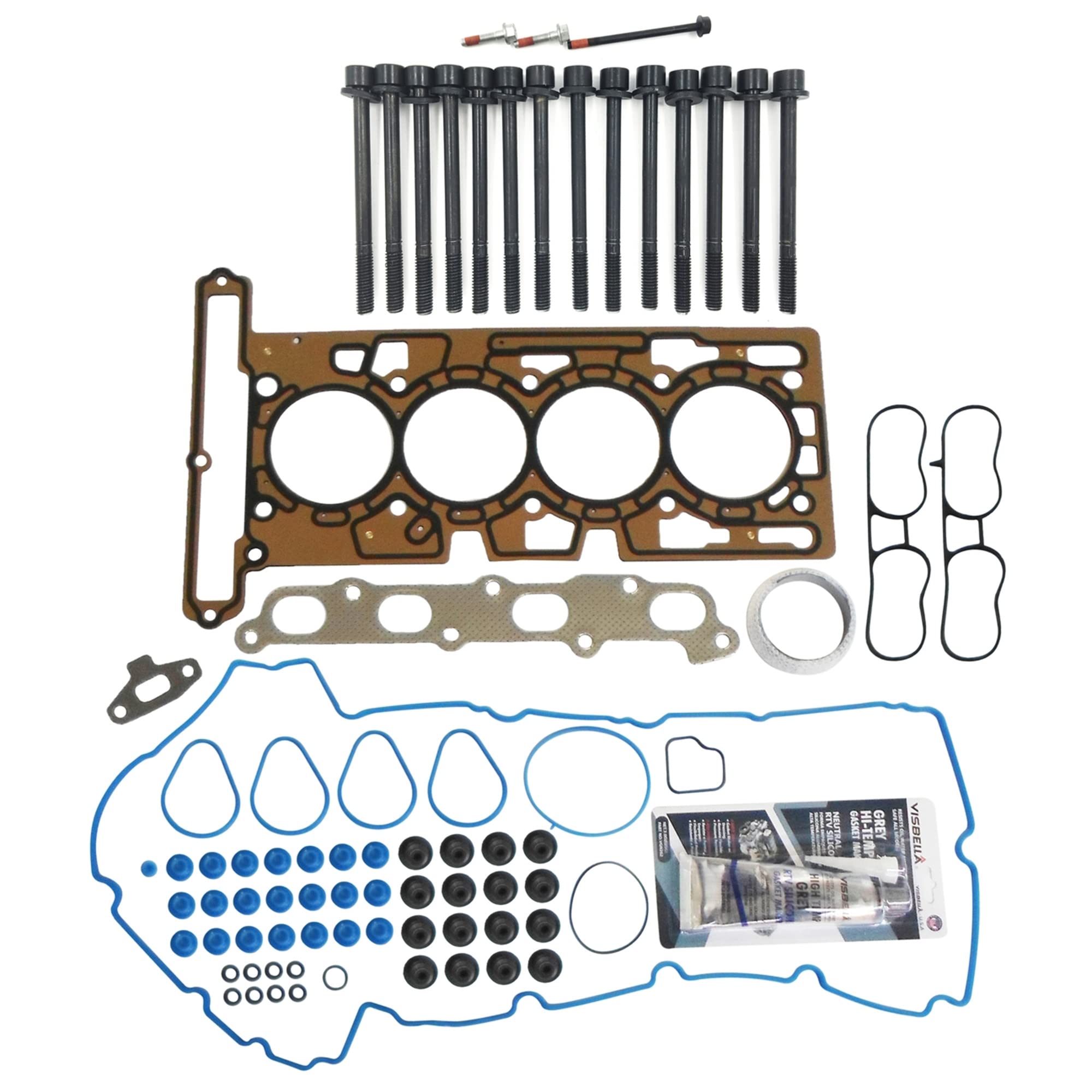 Partsflow Head Gasket Set w/Head Bolts For HEVROLET COLORADO 2004-2006 For GMC CANYON 2004-2006 For ISUZU I-280 2006 2.8L 2770CC 169CID L4 DOHC, (16 VALVE), VIN CODE "8" OE#HB10428D