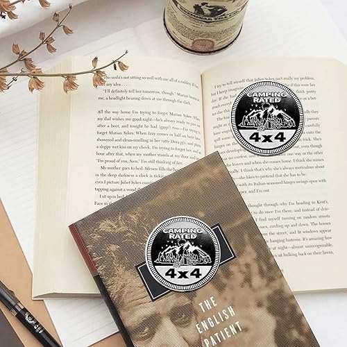 Miniatura 5 de Insignia de camping de metal de 4 x 4 pulgadas, emblema redondo 3D, calcomanías compatibles con Jeep Wrangler vehículos, camiones, SUV