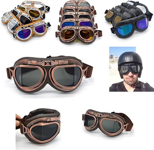Miniatura 7 de LILSIS Gafas de motocicleta para hombres y mujeres, gafas vintage de motocicleta para aviador, piloto, scooter