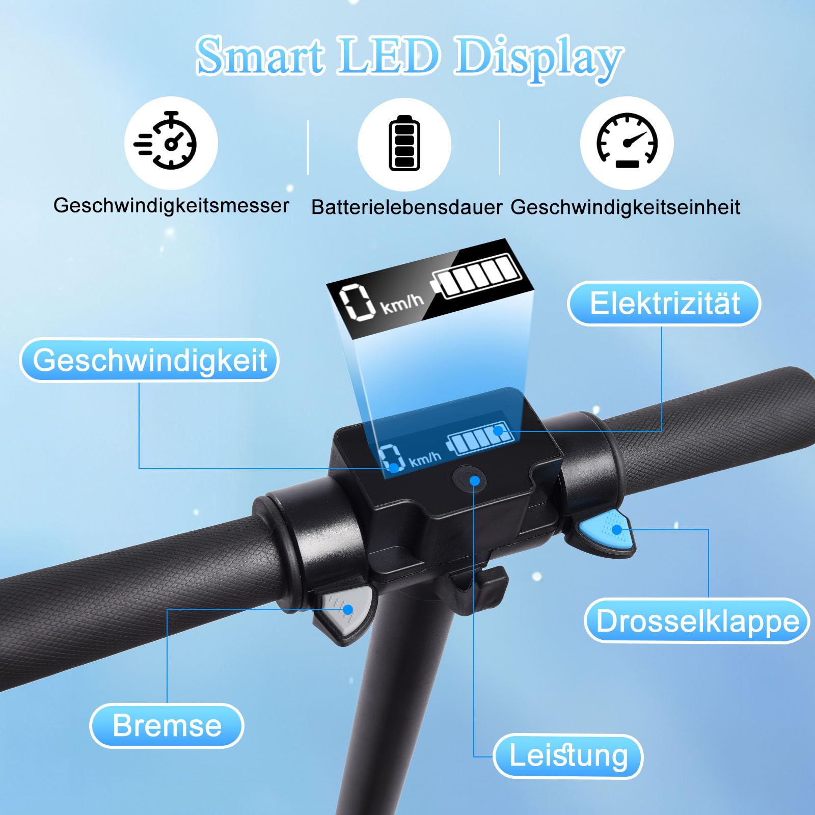 Monopattino elettrico per bambini, età 6-12, 130 W, velocità massima 14 km/h, portata 8 km, luci LED colorate, pieghevole, scooter elettrico per ragazzi e ragazze, regalo per bambini e