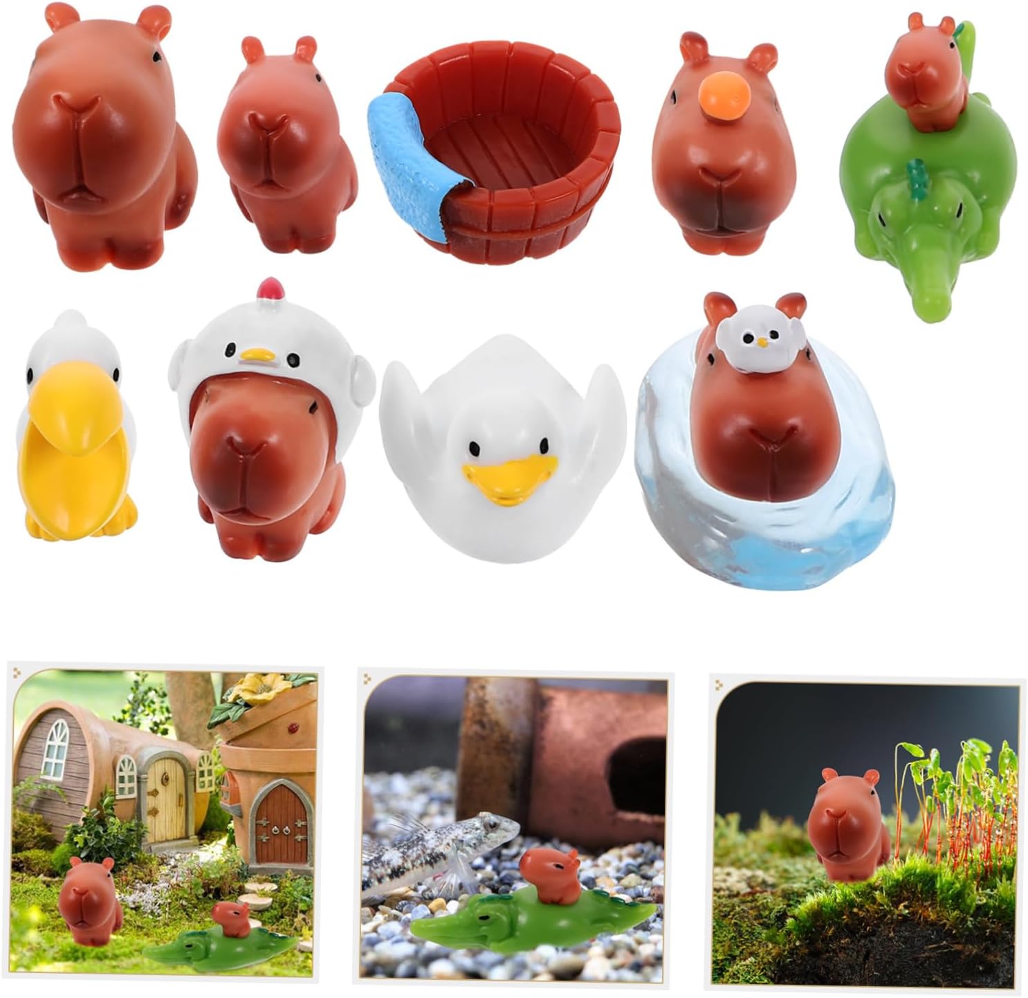 Toyvian 10Pcs Capybara Decorations Miniature Animal Figurines for Micro Landscapes Cute Desktop Ornaments Ideal Gift for Kids and Nature Lovers