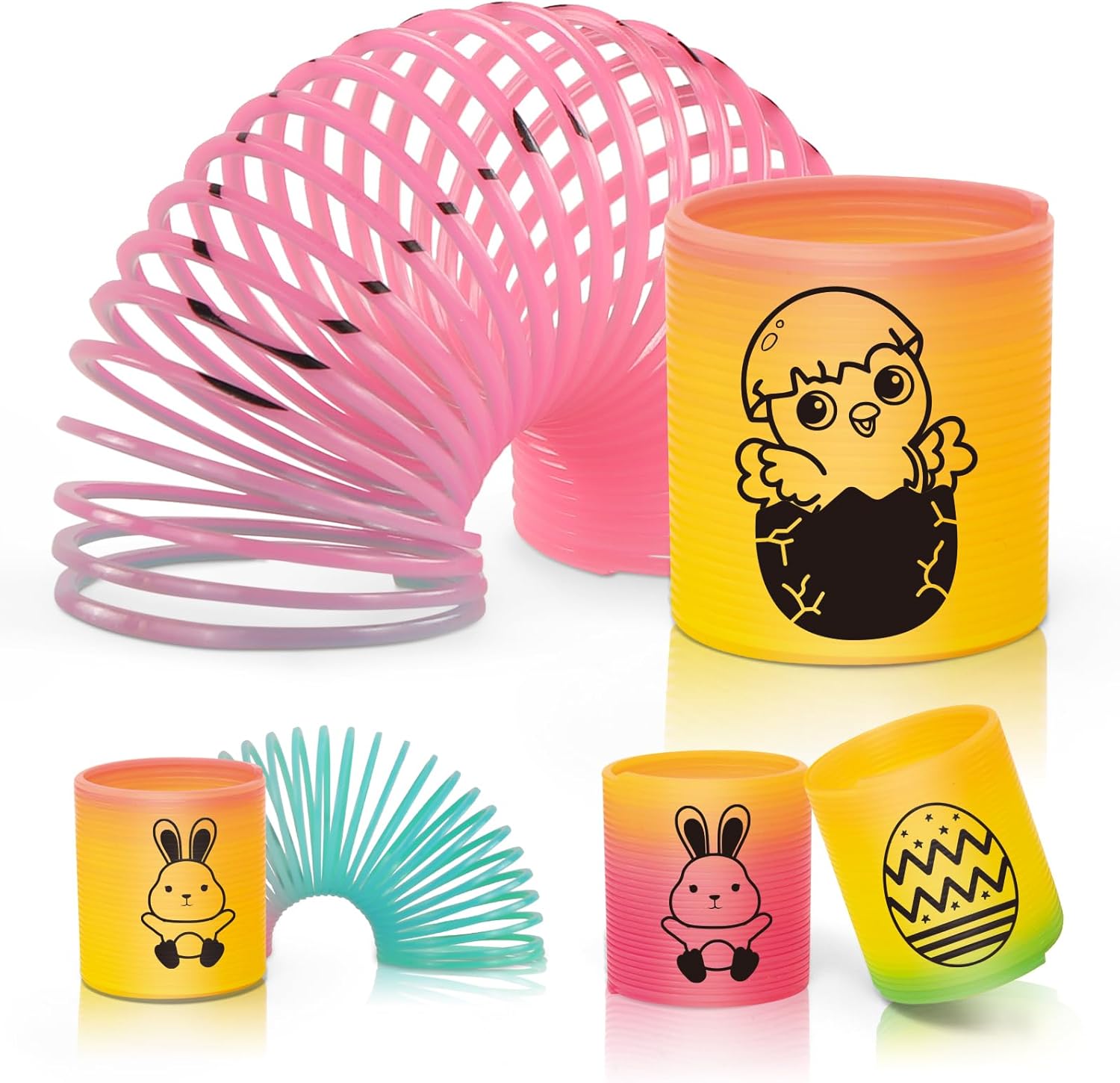CLEVERZONE 36 Packs Spring Rainbow Magic Fidget Stress Coil Mini Springs Bulk Toys Party Favor Carnival Prize Goodie Bag Stuffers For Kids Boys Girls (Easter)