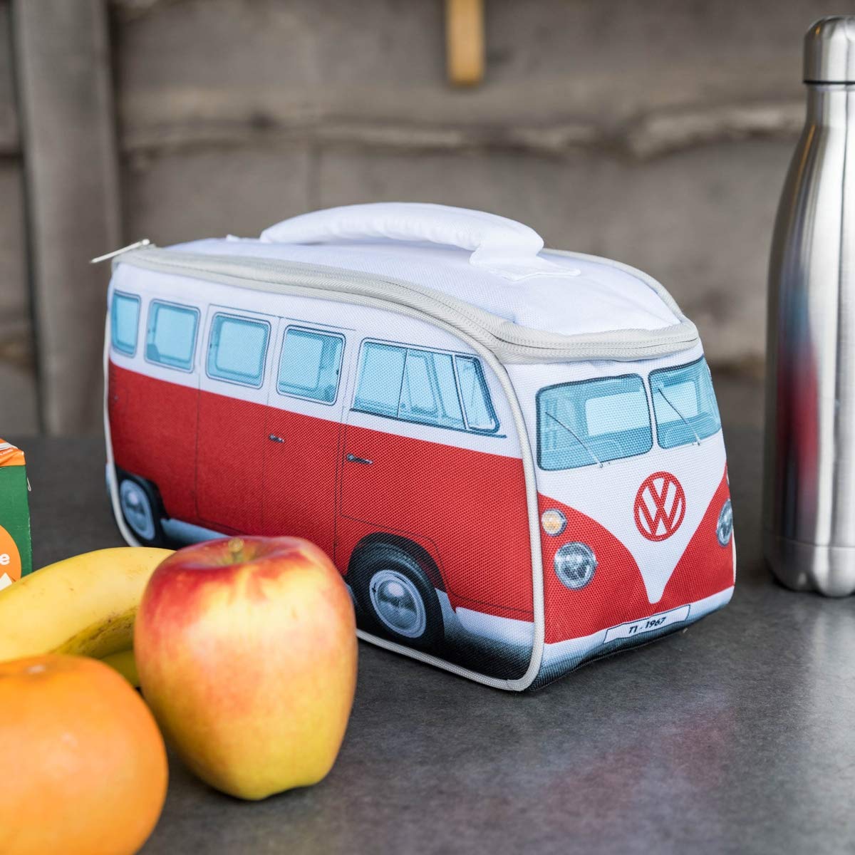 BRISA Board Masters - Volkswagen Collection – Neceser para el almuerzo Volkswagen T1 Bulli Bus (rojo/frontal del autobús)