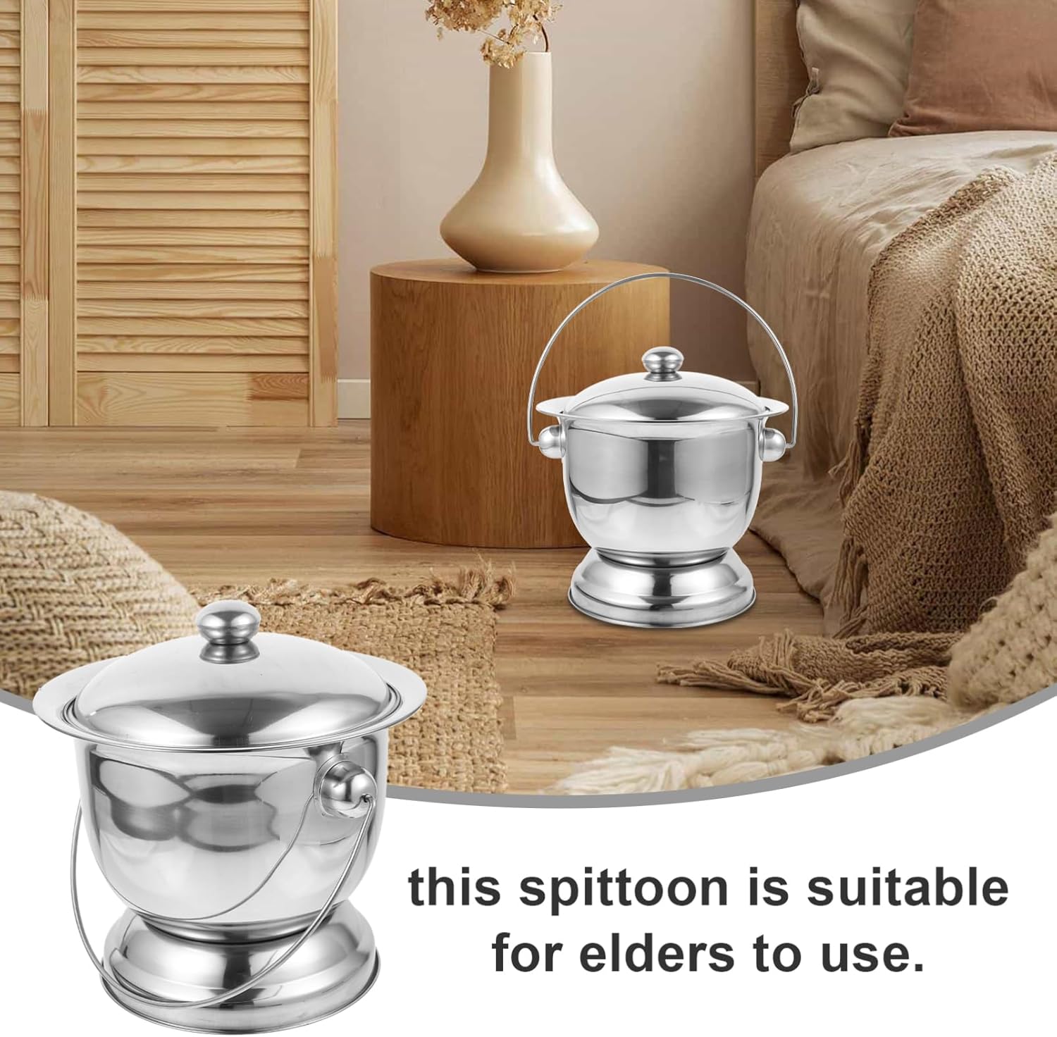 Spittoon Urinal Portable Urinal Stainless Steel Urine Bucket Lid Night Urine Pot