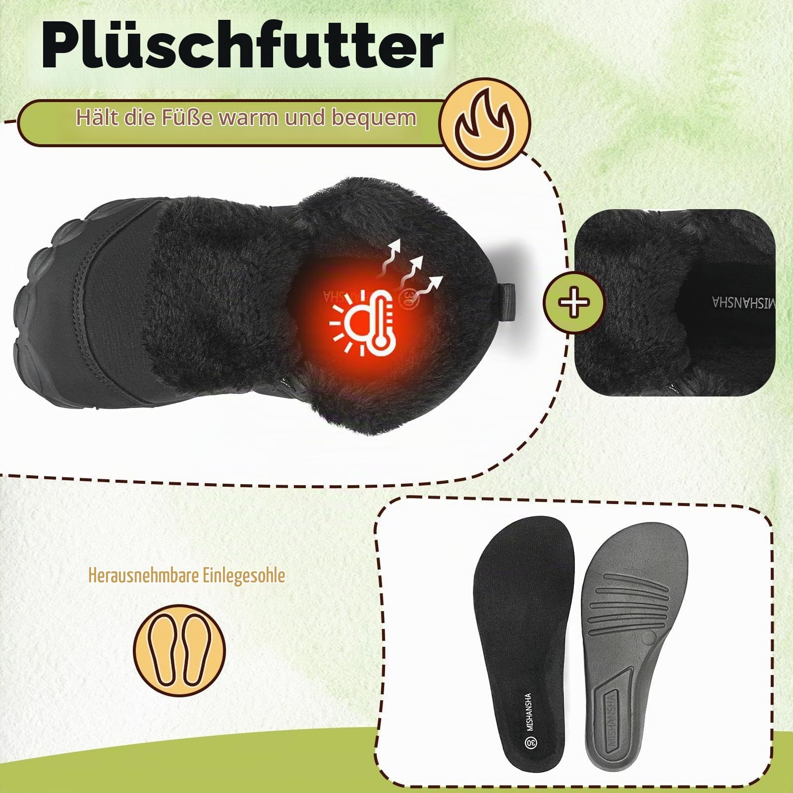 Mishansha Kinder Winter Barfußschuhe Winterschuhe | Jungen Mädchen Winterstiefel，Winterboots Outdoor Breite Zehenbox Wanderschuhe，Chill II，Warm Gefüttert，Leicht，Rutschfest