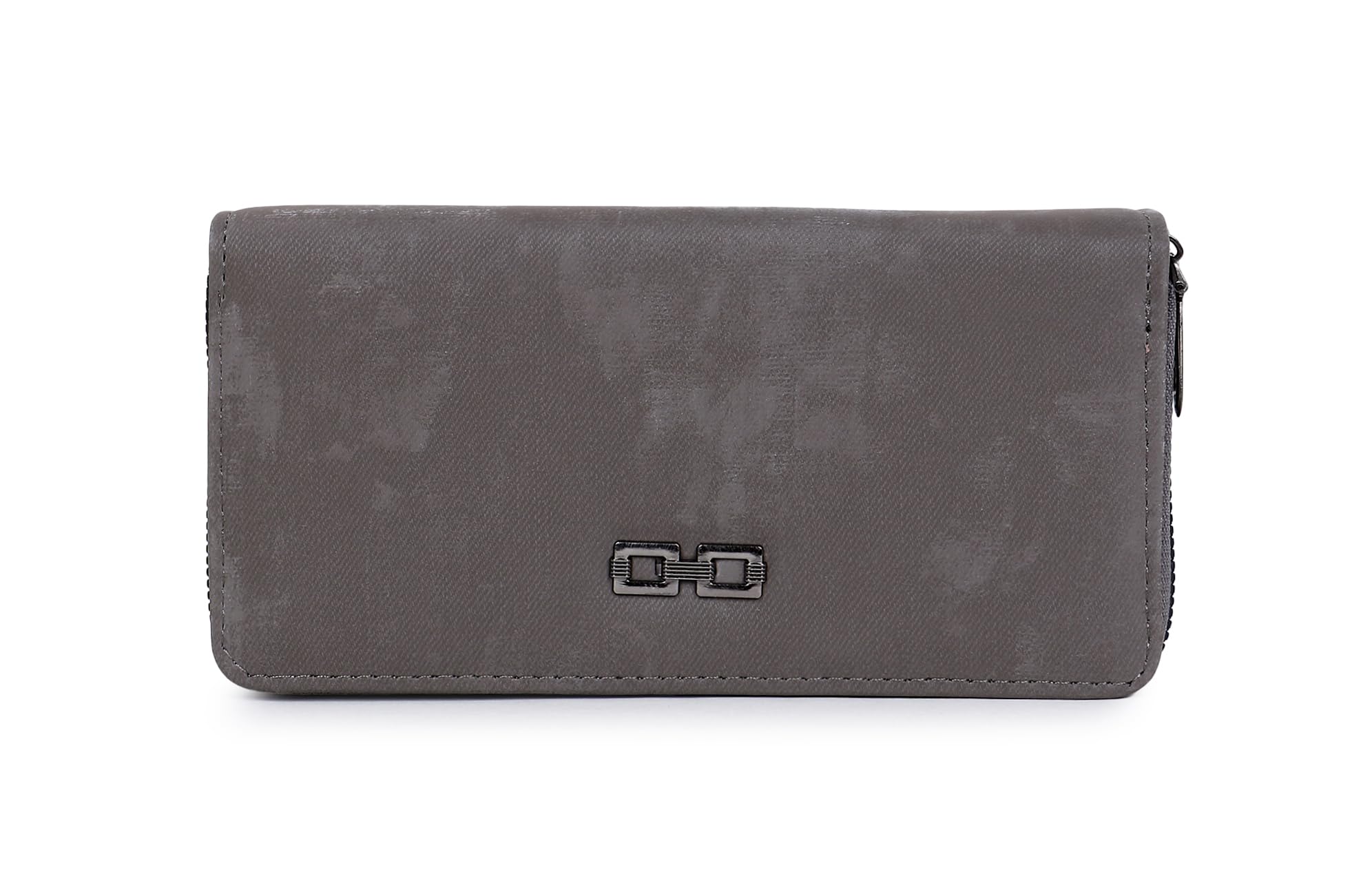 clementine Women's Double Zipper Clutch Wallet Purse – Large Capacity Faux Leather Long Wallet with Card Slots, Cash Compartments & Phone Holder, Gift for Girls, 19 x 10 x 5 cm, Slate Grey-picture-15