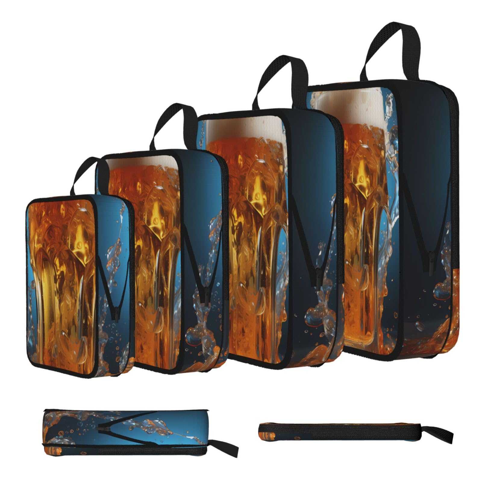 Sxzvvbn Black Beer Foam Compression Packing Cubes 4 Piece Set